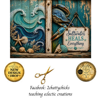 Decoupage Blauwe Krab Oceaan Strandhuis Nautilus Tissuepapier