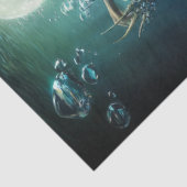 Decoupage Blauwe Zeemeermin op Zee Dragon Bubbles Tissuepapier (Detail)