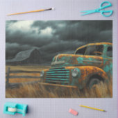 Decoupage  Blauwgroen Truck Boerderij & Het Storm Tissuepapier (Craft)