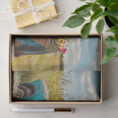 Decoupage  Blauwgroen Vrachtwagen Veld van Salie G Tissuepapier (Geschenk)