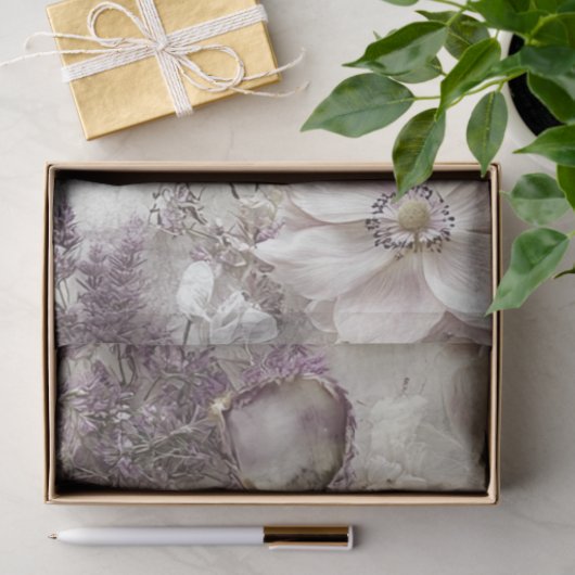 Decoupage Bloemen Ontwerp Paarse Lavendel Wit Tissuepapier (Geschenk)