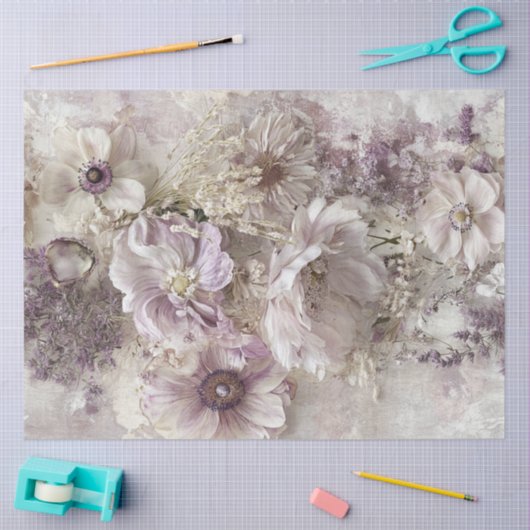 Decoupage Bloemen Ontwerp Paarse Lavendel Wit Tissuepapier (Craft)
