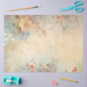 Decoupage Bloemen Tan Vermillion Bord Geel Blauw | Tissuepapier (Craft)