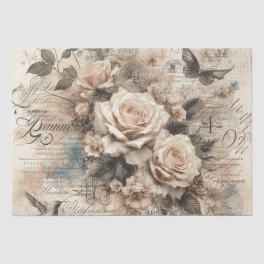 Decoupage Bloemen Tissuepapier met Vintage Uiterli (Voorkant)