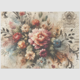Decoupage Bloemen Tissuepapier met Vintage Uiterli