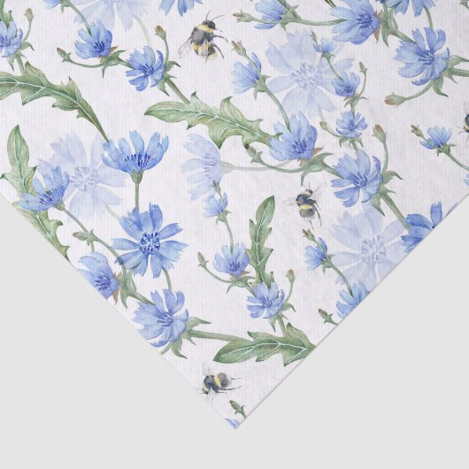 Decoupage Bloemen Waterverf Blauwe Verjaardag Douc Tissuepapier (Detail)