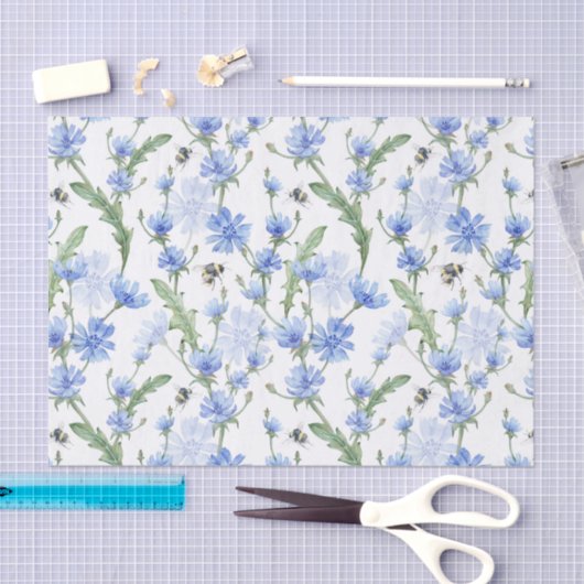 Decoupage Bloemen Waterverf Blauwe Verjaardag Douc Tissuepapier (Craft)