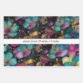 Decoupage Bloemenschuifladefront 29x8 Paars Goud Inpakpapier Vel