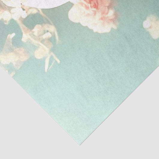 Decoupage bloemenskelet met perzikbloemen tissuepapier (Detail)