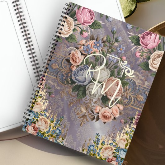 Decoupage  Bloemmonogram Spiral Notitieboek