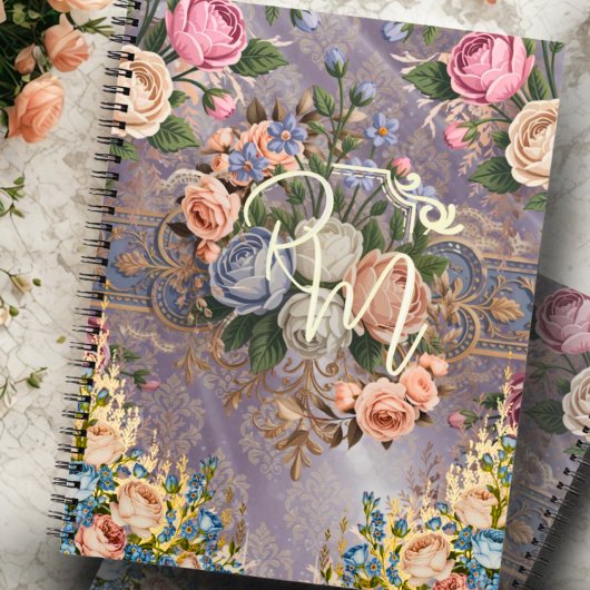 Decoupage Bloemmonogram Spiral Notitieboek