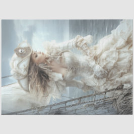 Decoupage Blonde Pirate Lady Witte Jurk Tissuepapier