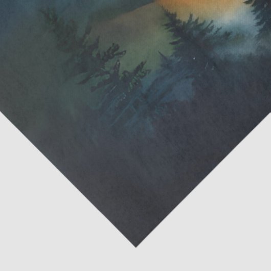 Decoupage Blue Tan Mountain Scene Tissuepapier (Detail)