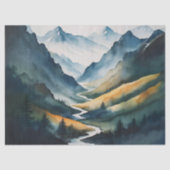 Decoupage Blue Tan Mountain Scene Tissuepapier (Voorkant)