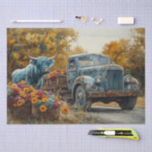 Decoupage  Blue Truck Highland Koe Tissuepapier (Craft)