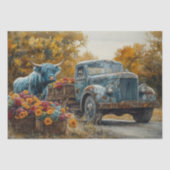 Decoupage  Blue Truck Highland Koe Tissuepapier (Voorkant)