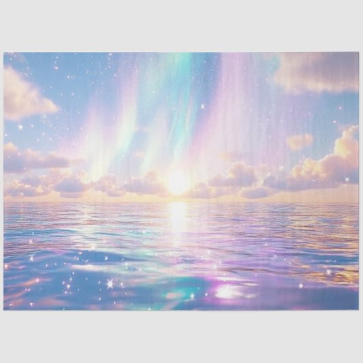 Decoupage boeiende aardse scène kosmische stralen tissuepapier (Voorkant)