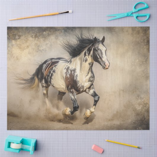 Decoupage boeiende verf paard lopen stoffig tissuepapier (Craft)