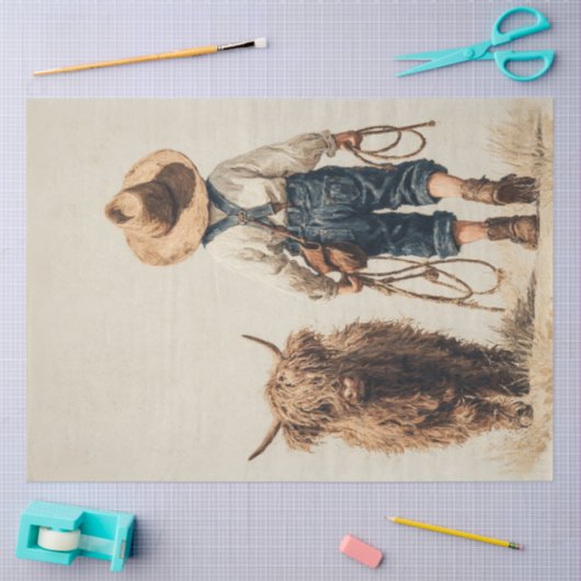 Decoupage Boer Boy Highland Kalf Tissuepapier (Craft)