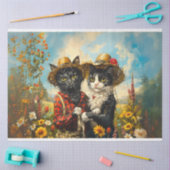 Decoupage Boer Mr & Mrs Cat Rusty en Daisy Tissuepapier (Craft)