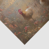 Decoupage Boerderij Haan op Shed Vibrant Plumage Tissuepapier (Detail)