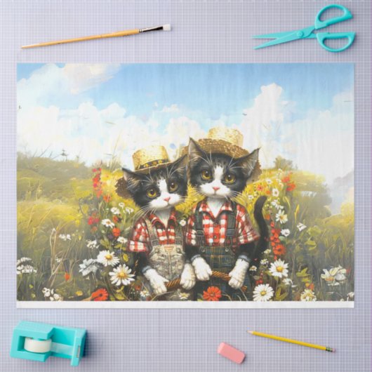 Decoupage Boerderij Katten Oogst en Tiller Tissuepapier (Craft)