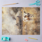 Decoupage Boerderij Longhorn Field Country Roads Tissuepapier (Craft)