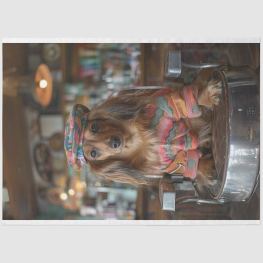 Decoupage Boho Dachshund Barber Shop Tissuepapier (Voorkant)