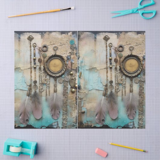 Decoupage BoHo Dreamcatcher Feathers Tissuepapier (Craft)
