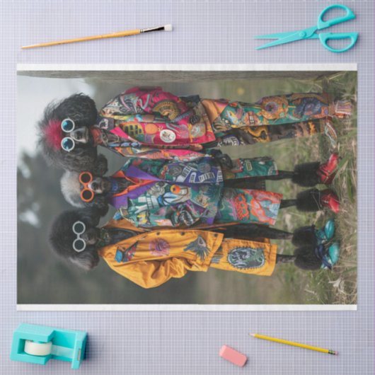 Decoupage Boho Hippie Standaard Poedels Tissuepapier (Craft)