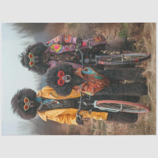 Decoupage Boho Hippie Styled Standard Poedel Tissuepapier (Voorkant)