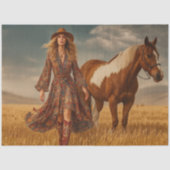 Decoupage Boho Western Cowgirl Barbara  Tissuepapier (Voorkant)