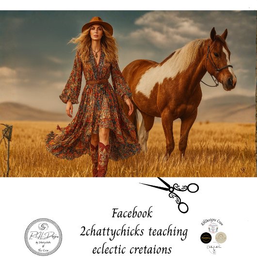 Decoupage Boho Western Cowgirl Barbara  Tissuepapier