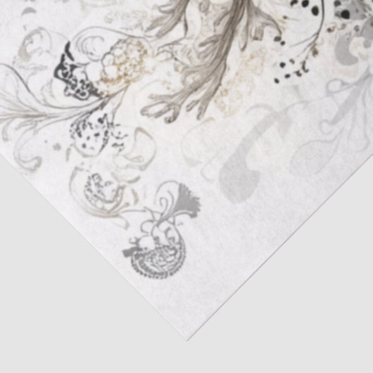 Decoupage Bold Deer Floral Christmas Art Print  Tissuepapier (Detail)