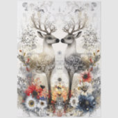 Decoupage Bold Deer Floral Christmas Art Print  Tissuepapier (Voorkant)
