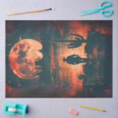 Decoupage Bold Westerne Scene Cowboy Oranje Maan Tissuepapier (Craft)