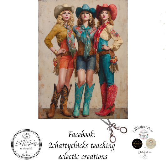 Decoupage Boot-Scootin Western Cowgirls Tissuepapier