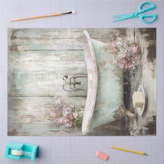 Decoupage Bord Blue Tub Tissuepapier (Craft)