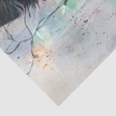 Decoupage Border Collie Kleurrijke kerstverlichtin Tissuepapier (Detail)