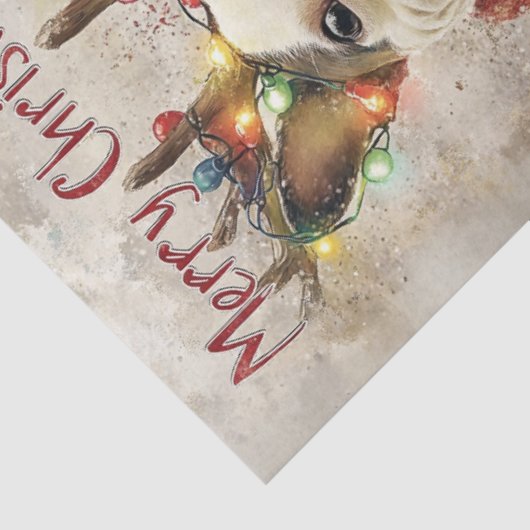 Decoupage Boston Terrier gewei & kerstverlichting Tissuepapier (Detail)