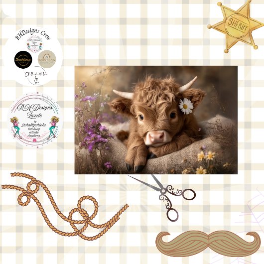 Decoupage Brown Baby Highland Wildflowers Tissuepapier