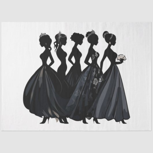 Decoupage Bruids bruiloft Mode Zwart & Grijs Tissuepapier (Voorkant)