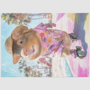 Decoupage Bruin Witte Otter Schaatsen bij Ocean Tissuepapier