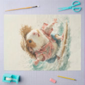 Decoupage Bruin Witte Otter Surfen Oceaan Tissuepapier (Craft)