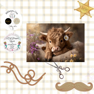 Decoupage Bruine Baby Highland Wilde Bloemen Tissuepapier