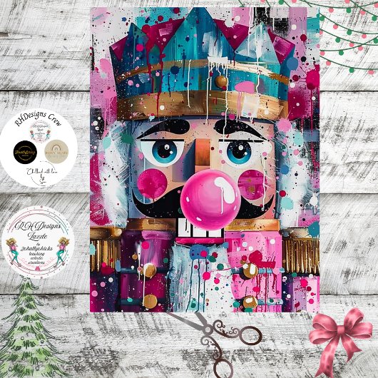 Decoupage Bubblegum Majesty Pink Nutcracker Tissuepapier