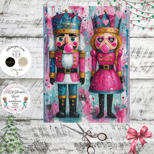 Decoupage Bubblegum Royalty Nutcracker Couple Tissuepapier