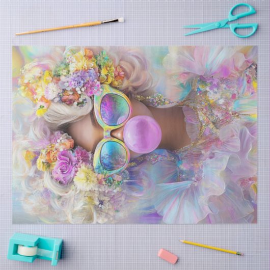 Decoupage Bubblegum Zomerkunst met Retro Vibes Tissuepapier (Craft)