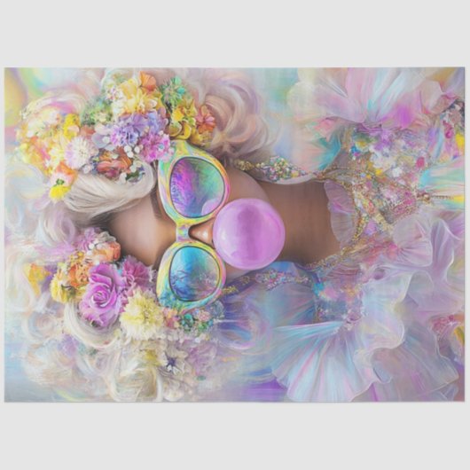 Decoupage Bubblegum Zomerkunst met Retro Vibes Tissuepapier (Voorkant)