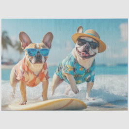 Decoupage Bull Dogs Surfen Hot Summer Days Tissuepapier